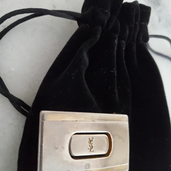 Vintage YSL Two Tone Gold Silver Front Logo Designer Belt Buckle Mens Accessorie